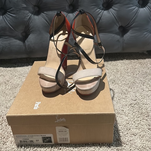 Christian louboutin          SUMMERISSIMA 140 NUBUCK/VEAU VELOUR SZ 37 - Picture 2 of 5
